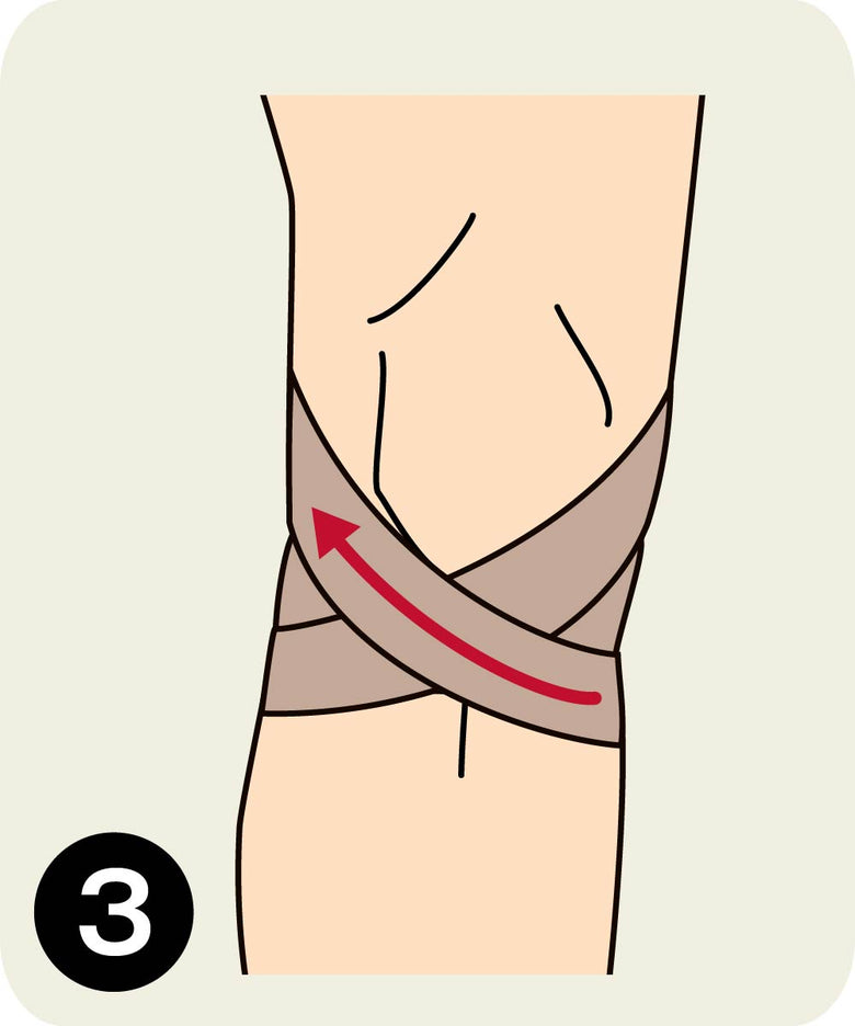 ひざ下のぐらつきを抑えるテーピング
